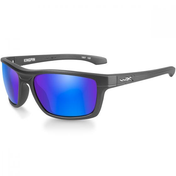 Wiley X WX Kingpin Glasses - Polarized Blue Mirror Lens / Matte Graphite Frame