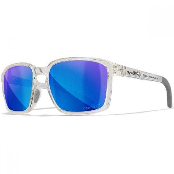 Wiley X WX Alfa Silmälasit - Captivate Polarized Blue Mirror Lenses / Gloss Clear Crystal Frame