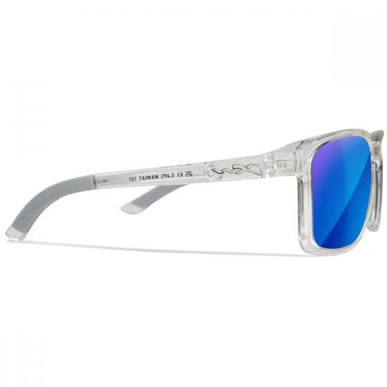 Wiley X WX Alfa Silmälasit - Captivate Polarized Blue Mirror Lenses / Gloss Clear Crystal Frame