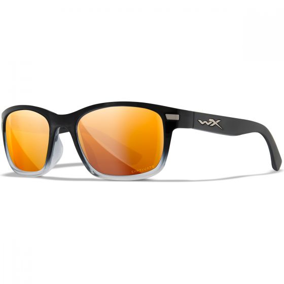 Wiley X WX Helix Silmälasit - Captivate Polarized Bronze Mirror Lenses / Gloss Black Fade to Clear Crystal