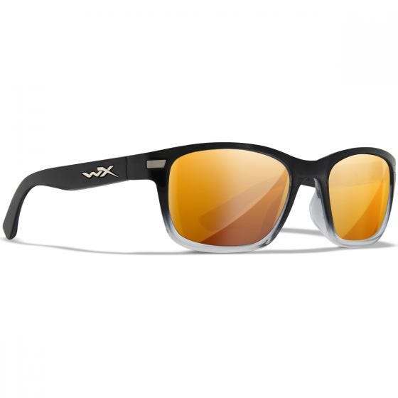 Wiley X WX Helix Silmälasit - Captivate Polarized Bronze Mirror Lenses / Gloss Black Fade to Clear Crystal