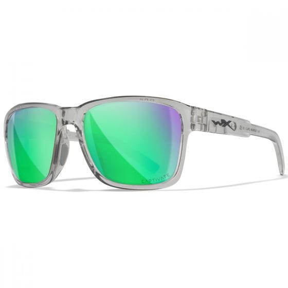 Wiley X WX Trek Silmälasit - Captivate Polarized Green Mirror Lenses / Gloss Crystal Light Grey Frame