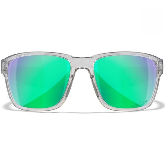 Wiley X WX Trek Silmälasit - Captivate Polarized Green Mirror Lenses / Gloss Crystal Light Grey Frame