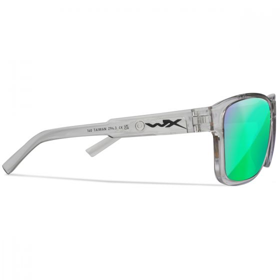 Wiley X WX Trek Silmälasit - Captivate Polarized Green Mirror Lenses / Gloss Crystal Light Grey Frame