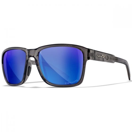 Wiley X WX Trek Silmälasit - Captivate Polarized Blue Mirror Lenses / Gloss Crystal Dark Grey Frame