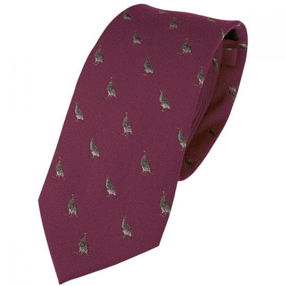 Jack Pyke Silk Tie Partridge Burgundy