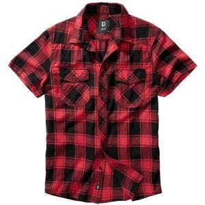 Brandit Half Sleeve Check Lyhythihainen paita - Punainen/Musta