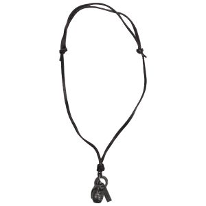 MFH Hand Grenade Necklace Leather Brown