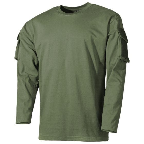 MFH US Hihataskuilla varustettu Pitkähihainen paita - OD Green