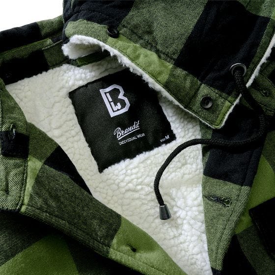 Brandit Lumber Hooded Takki - Musta/Oliivi