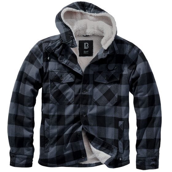 Brandit Lumber Hooded Takki - Musta/Harmaa