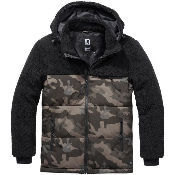 Brandit Jackson Teddyfleece Takki - Musta/Dark Camo