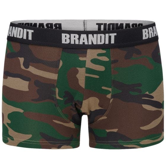 Brandit Logo Bokserishortsit 2 Kpl/pakkaus - Woodland/Musta
