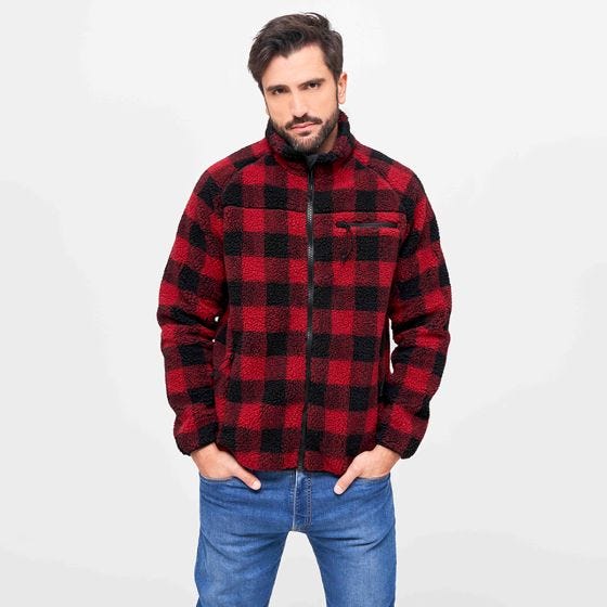 Brandit Teddyfleece Takki - Punainen/Musta