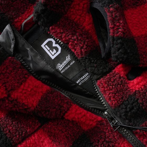 Brandit Teddyfleece Takki - Punainen/Musta