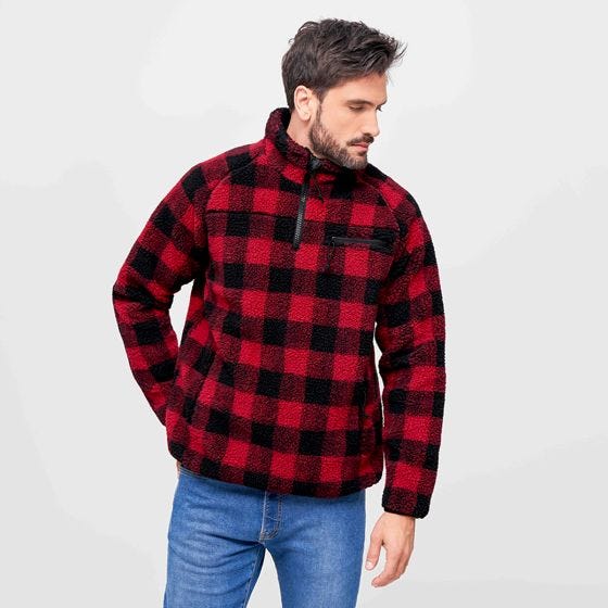 Brandit Teddyfleece Troyer Takki - Punainen/Musta