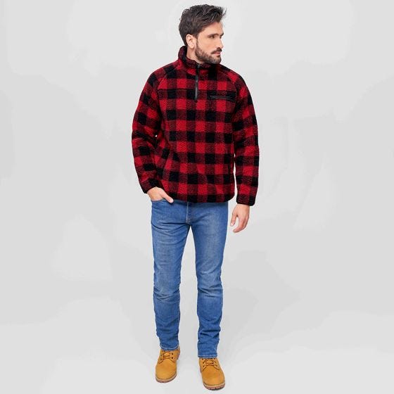 Brandit Teddyfleece Troyer Takki - Punainen/Musta