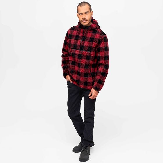 Brandit Teddyfleece Worker Pusero - Punainen/Musta