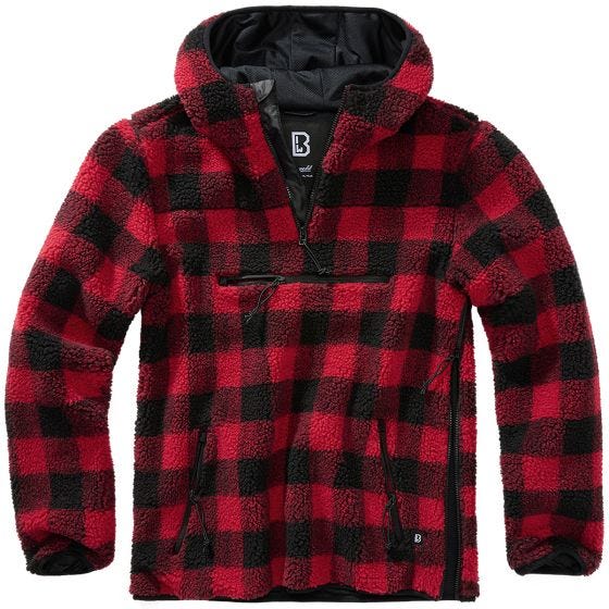 Brandit Teddyfleece Worker Pusero - Punainen/Musta