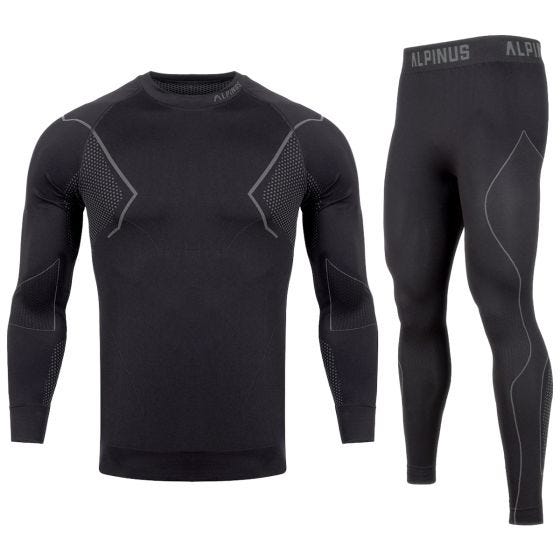 Alpinus Active Base Layer Set - Musta/Harmaa