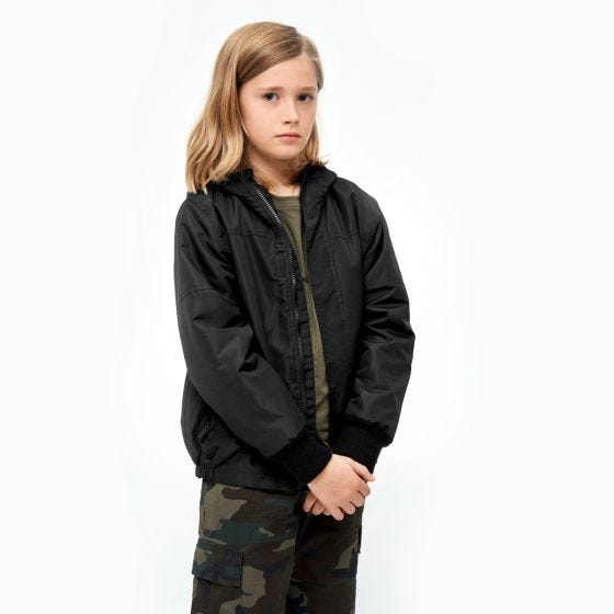 Brandit Lapset Windbreaker Front Zip Takki - Musta