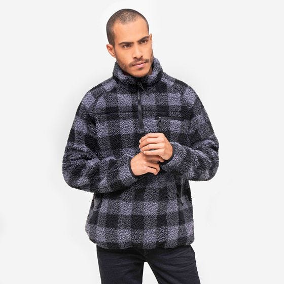 Brandit Teddyfleece Troyer Takki - Musta/Harmaa