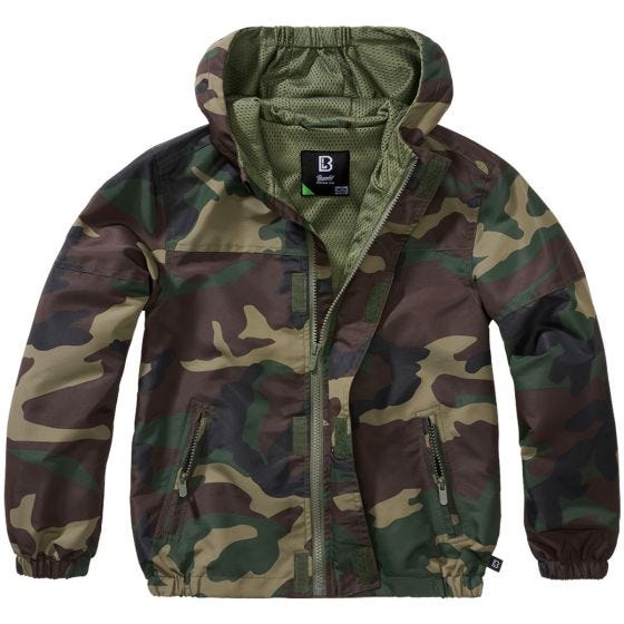 Brandit Lapset Summer Windbreaker Front Zip Takki - Woodland