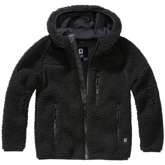 Brandit Lapset Teddyfleece Hupullinen takki - Musta