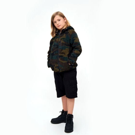 Brandit Lapset Teddyfleece Hupullinen takki - Woodland