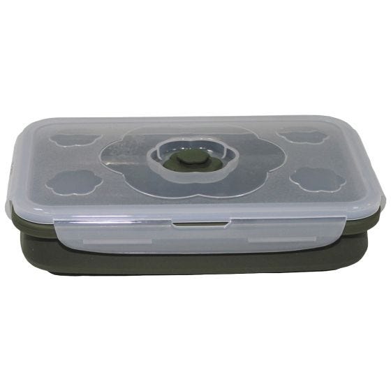 Fox Outdoor Rectangle Foldable Bowl Round 1L Lockable Lids OD Green