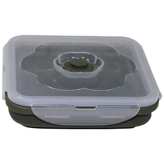 Fox Outdoor Square Foldable Bowl Round 1L Lockable Lids OD Green