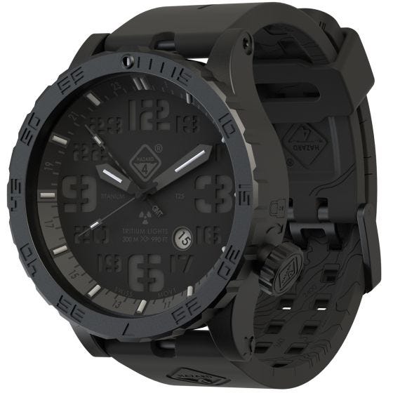 Hazard 4 Heavy Water Diver Titaani-tritiumkello - Blackout Musta GMT Sininen/Punainen