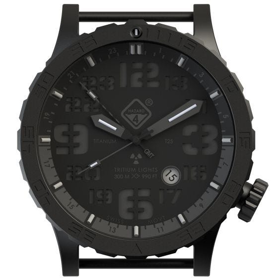 Hazard 4 Heavy Water Diver Titaani-tritiumkello - Blackout Musta GMT Sininen/Punainen