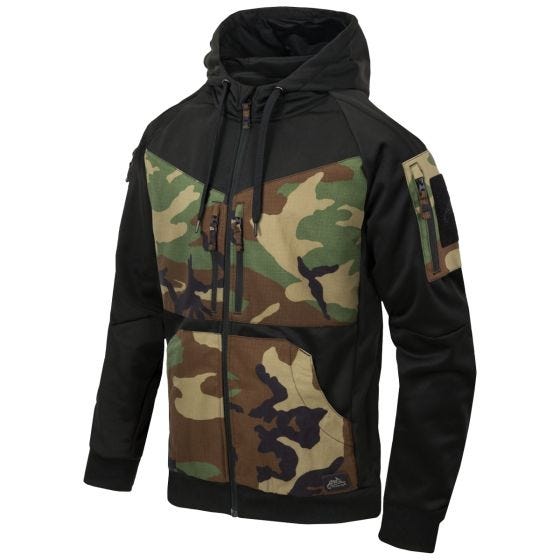 Helikon Rogue Täysvetoketjullinen huppari - Musta/US Woodland