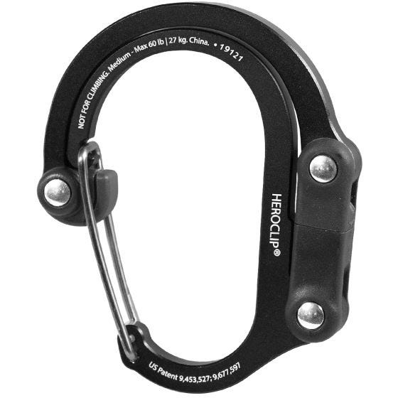 Heroclip Medium Gear Karbiinihaka - Stealth Black
