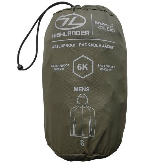 Highlander Stow & Go Mukaan pakattava takki - Oliivi