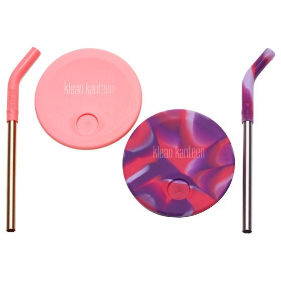 Klean Kanteen Kid's Cup Straw Lid 2-Pack - Vaaleanpunainen/Vaaleanpunainen Tie Dye