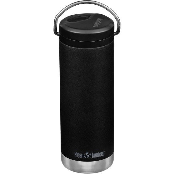 Klean Kanteen TKWide Cafe Cap Termospullo 473 ml Twist Cap w/Straw - Musta