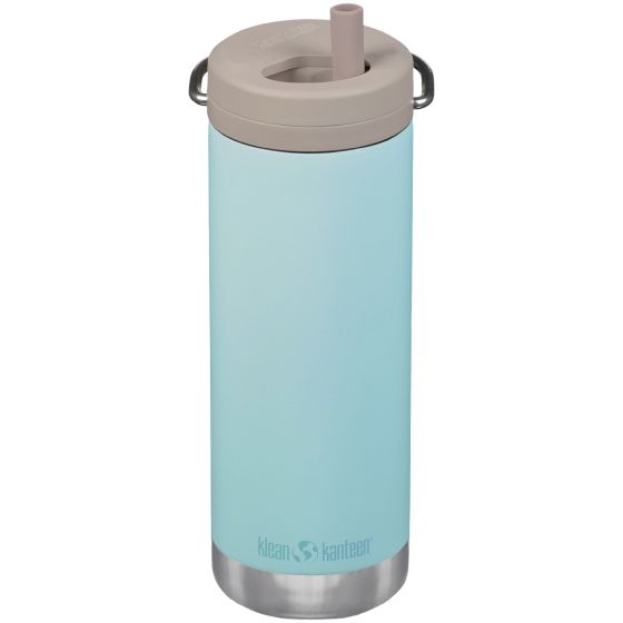 Klean Kanteen TKWide Cafe Cap Termospullo 473 ml Twist Cap w/Straw - Blue Tint