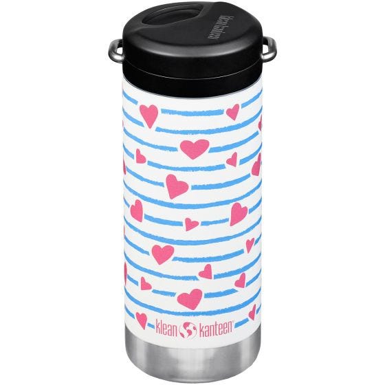 Klean Kanteen TKWide 355ml Termospullo Twist Cap w/Straw - Heart Stripe