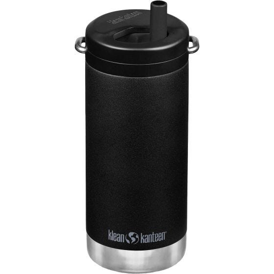 Klean Kanteen TKWide 355ml Termospullo Twist Cap w/Straw - Musta