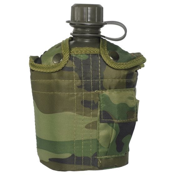 Mil-Tec Kenttäpullo ja Suojus 1 Litraa Woodland
