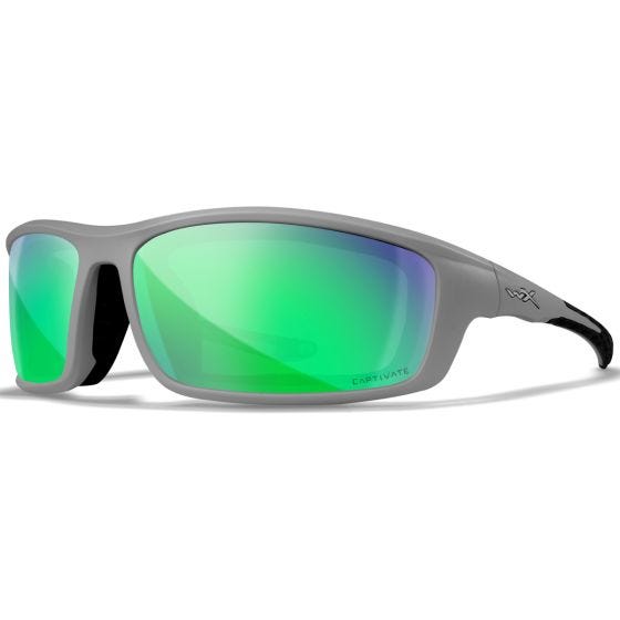 Wiley X WX Grid Silmälasit - Captivate Polarized Green Mirror Lenses / Matte Cool Grey Frame