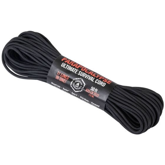 Atwood Rope Parapocalypse Paracord-naru 50 ft Musta