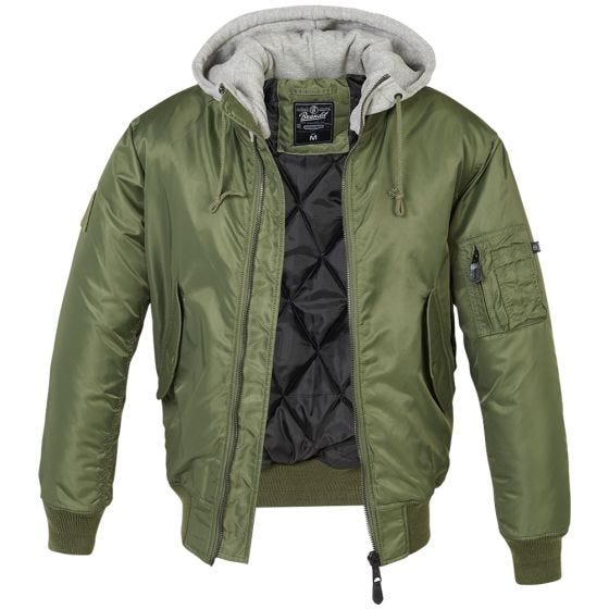 Brandit MA1 Sweat Hupullinen Takki - Oliivi/Harmaa