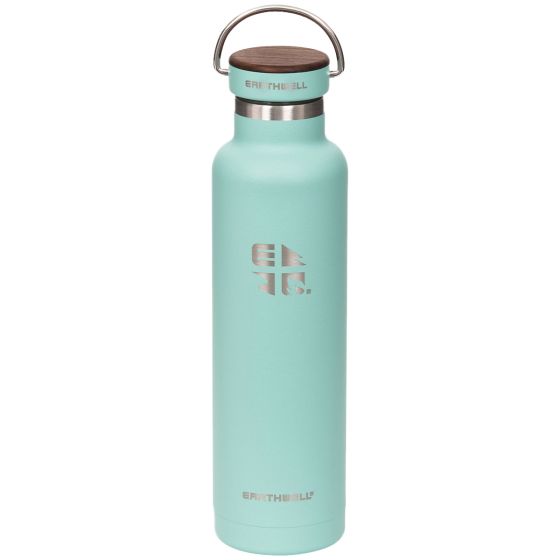 Earthwell Woodie Tyhjiöpullo 650 ml Walnut/Aqua Blue