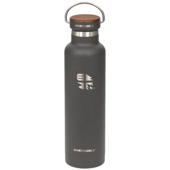 Earthwell Woodie Tyhjiöpullo 650 ml Walnut/Volcanic Black
