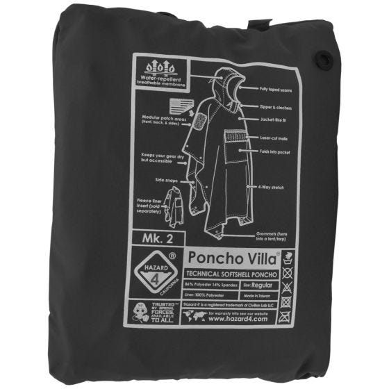 Hazard 4 Villa Technical Soft Shell -poncho Musta
