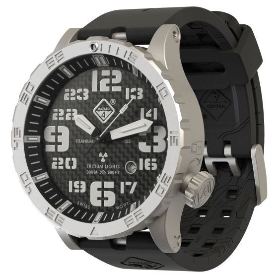 Hazard 4 Heavy Water Diver Titaani-tritiumkello - Carbon Blue/Punainen