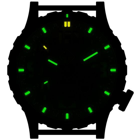 Hazard 4 Heavy Water Diver Titaani-tritiumkello - Arid Brown GMT Vihreä/Keltainen